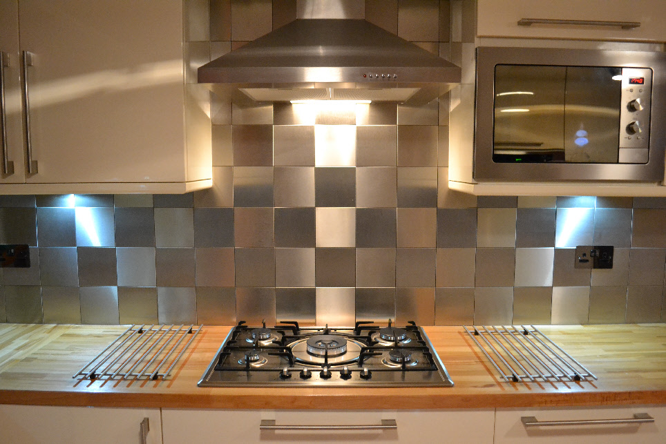 stainless steel wall kitchen splashback tiles